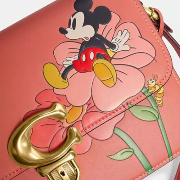 Disney X Coach Studio Shoulder Bag with Mickey Mouse & Flowers - Picture 1 of 16